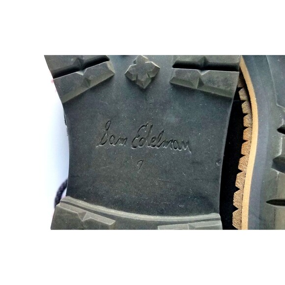 SAM EDELMAN Women's Black Suede Bowen Fashion Boots Sz 7 37 Dk Red Faux Fur Cuff - Picture 14 of 14